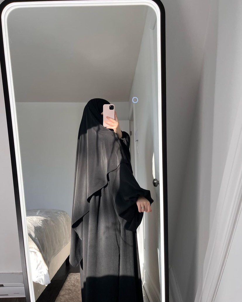 IMPORTED CEY BLACK ABAYA WITH SINGLE LAYER KHIMAR