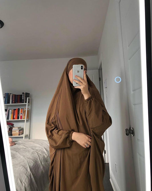 IMPORTED  ELASTICATED SLEVES JILBAB FULL SET WITH NAQAB